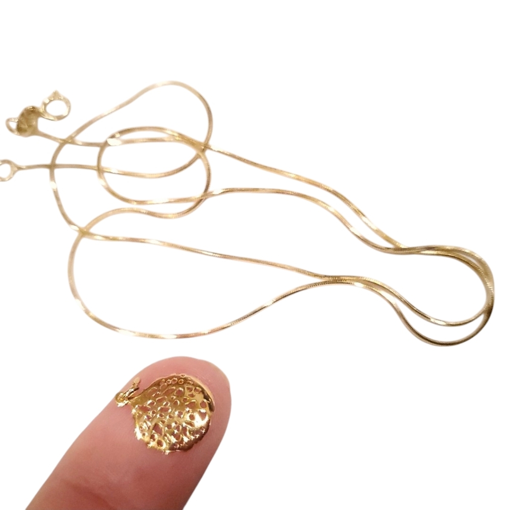 Gold Vermeil .925 Sterling Silver Minimal Concave Leaf Pendant Necklace; NWOT